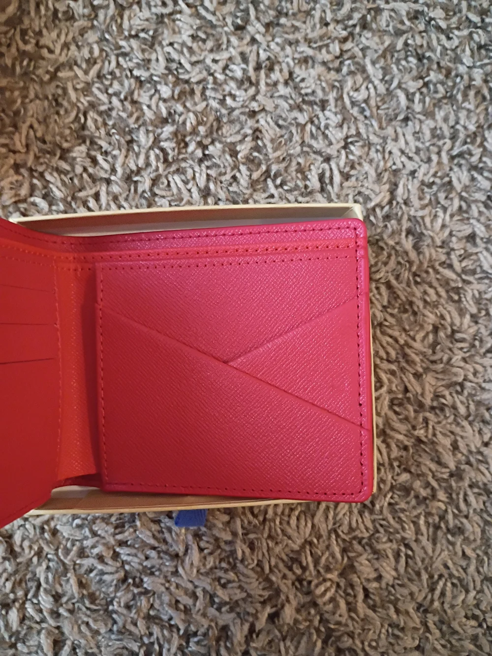 Louis Vuitton Red Bi-Fold Wallet with White Script